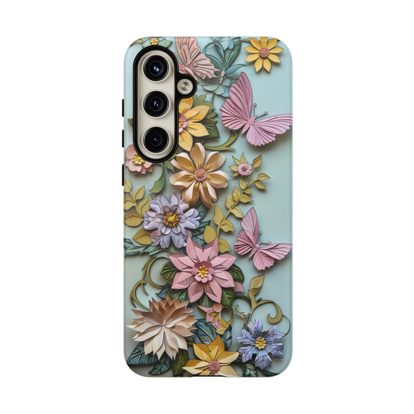 Pastel Pink Butterflies and Flowers iPhone Case