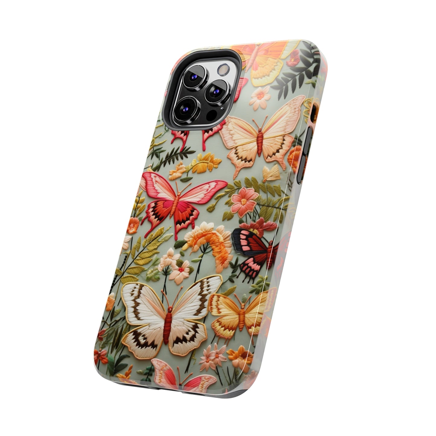 Embroidery Butterflies iPhone Case | Whimsical Elegance and Nature's Beauty in Handcrafted Detail