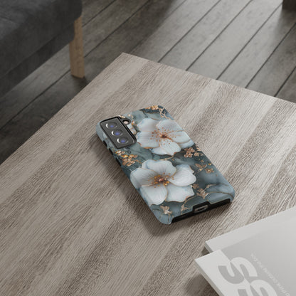 White Flower on Marble Stone  Phone Case