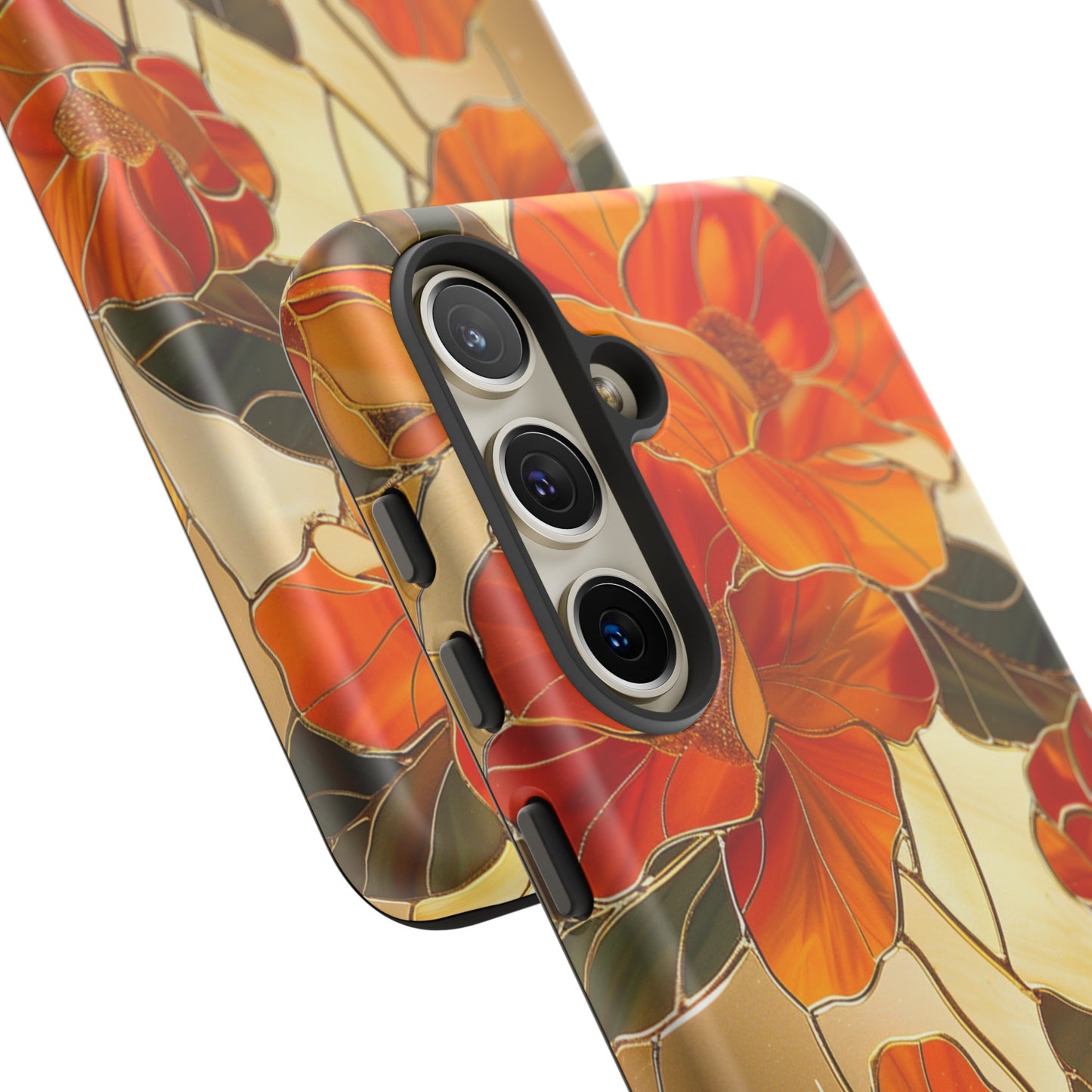 Orange Floral Phone Case Stained Glass Flower Aesthetic