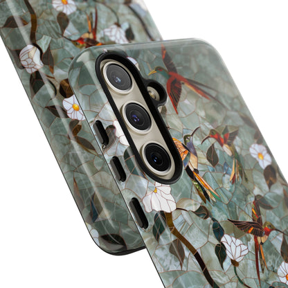 Stained Glass Hummingbirds and Flowers iPhone Case