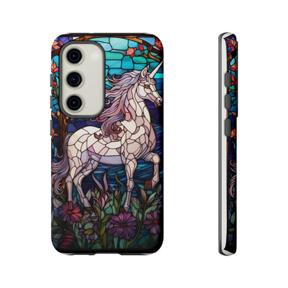 Unicorn Stained Glass iPhone, iPhone Case Retro Samsung Galaxy Phone Tough Case iPhone 15 14 Plus 13 12 7 8 Se Hippie Boho Style