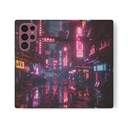 Cyberpunk City at Night Wallet Case