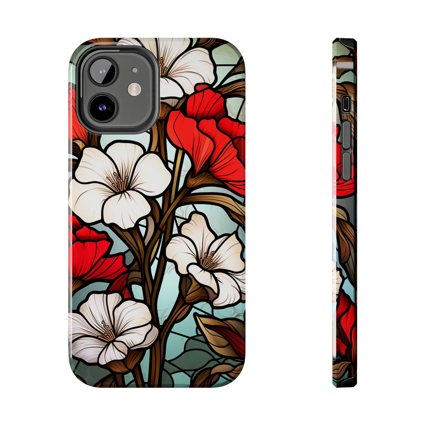 Red and white floral iPhone 14 case