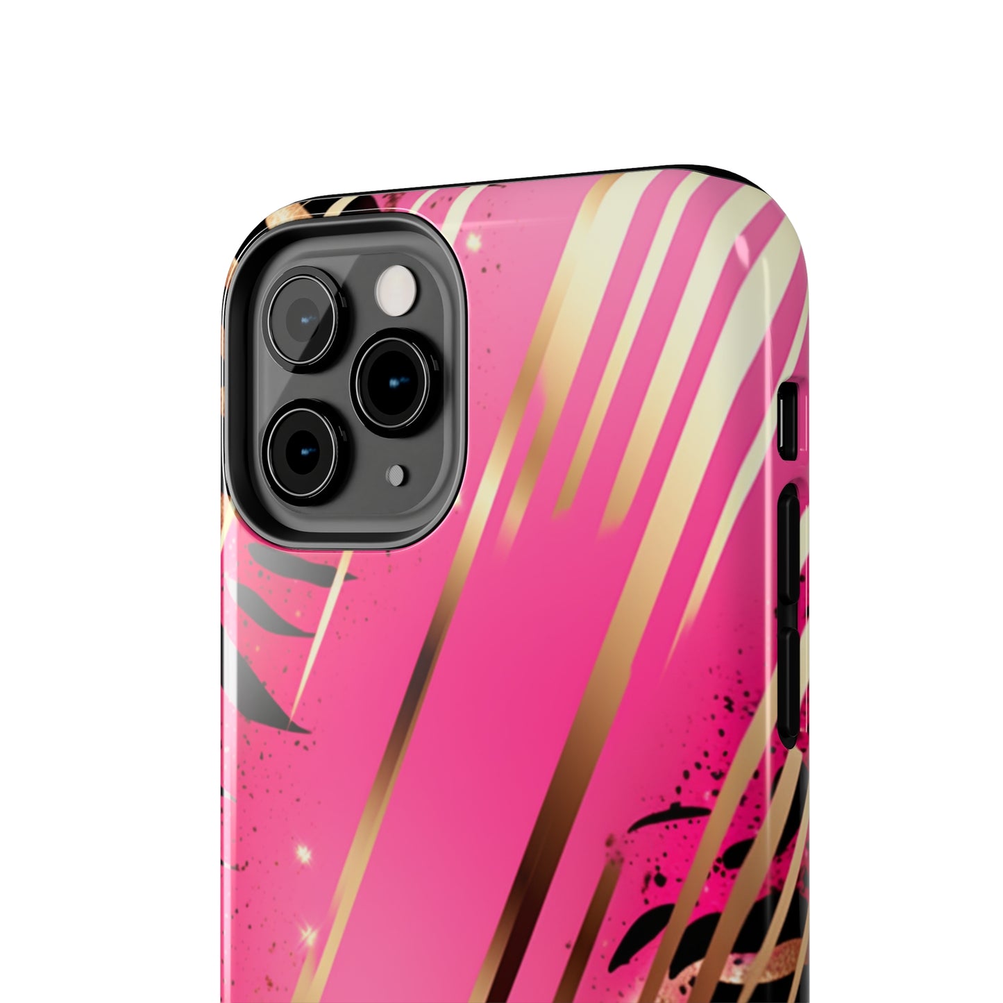 Elegant Wilderness: Pink & Gold Tiger Stripes | Mesmerizing Lush iPhone Case