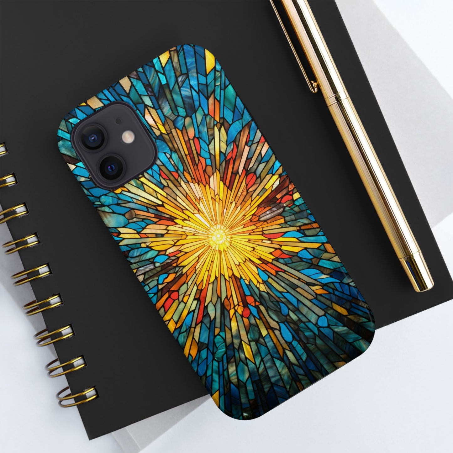 Stained Glass Sunburst Magic | Tough iPhone Case | Embrace Vibrant Style and Reliable Protection