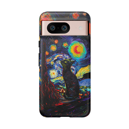 Starry Night Black Cat Van Gogh Painting Art Phone Case