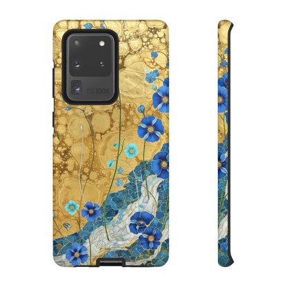 Forget Me Nots Gold Color Splash Floral Design Phone Case