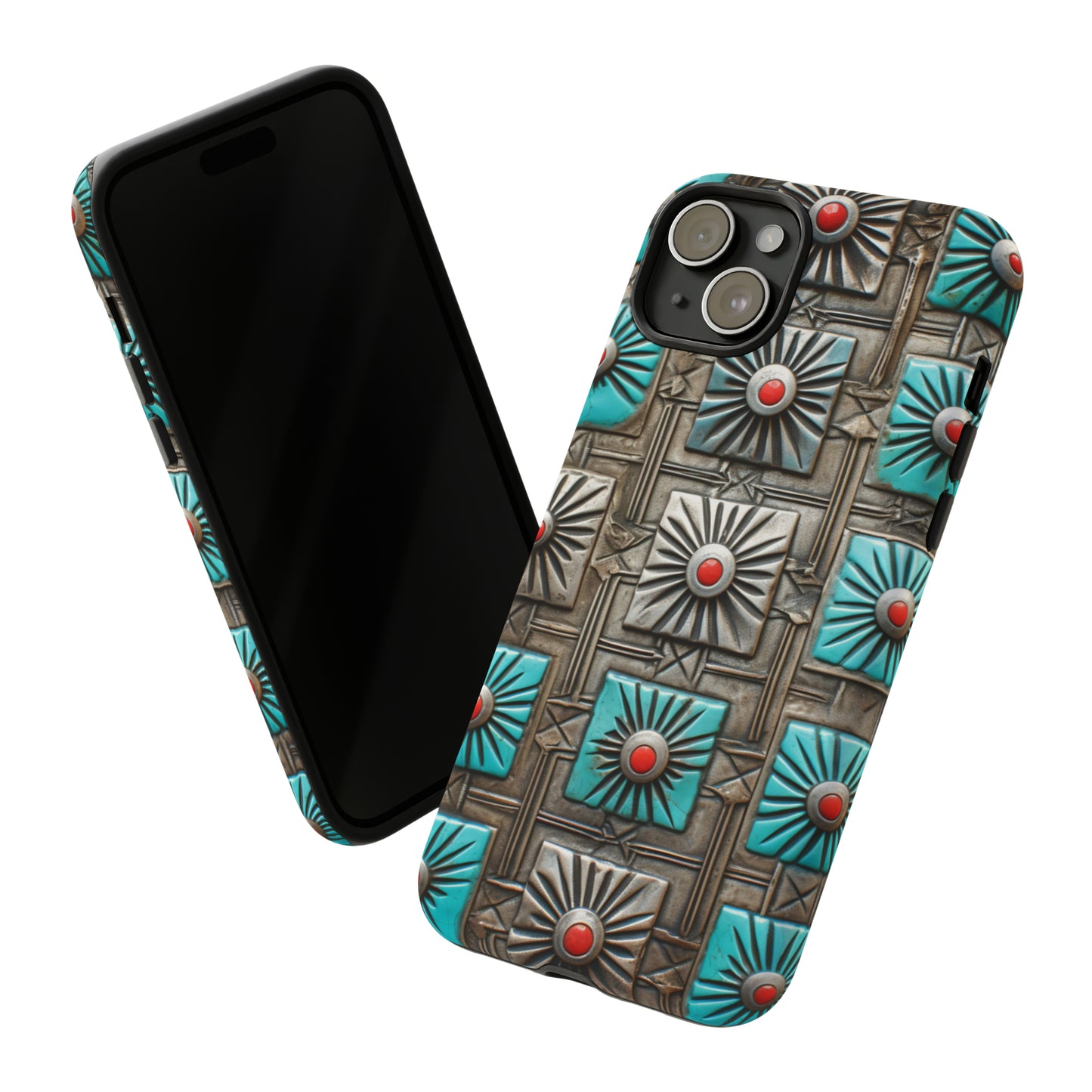 Vintage Navajo Native American Turquoise Concho Phone Case for iPhone 15, 14, 13, 12, 11 Pro Max, 14 Plus, iPhone XS Max, iPhone XR, iPhone 7, 8, 14, 15 Plus, SE