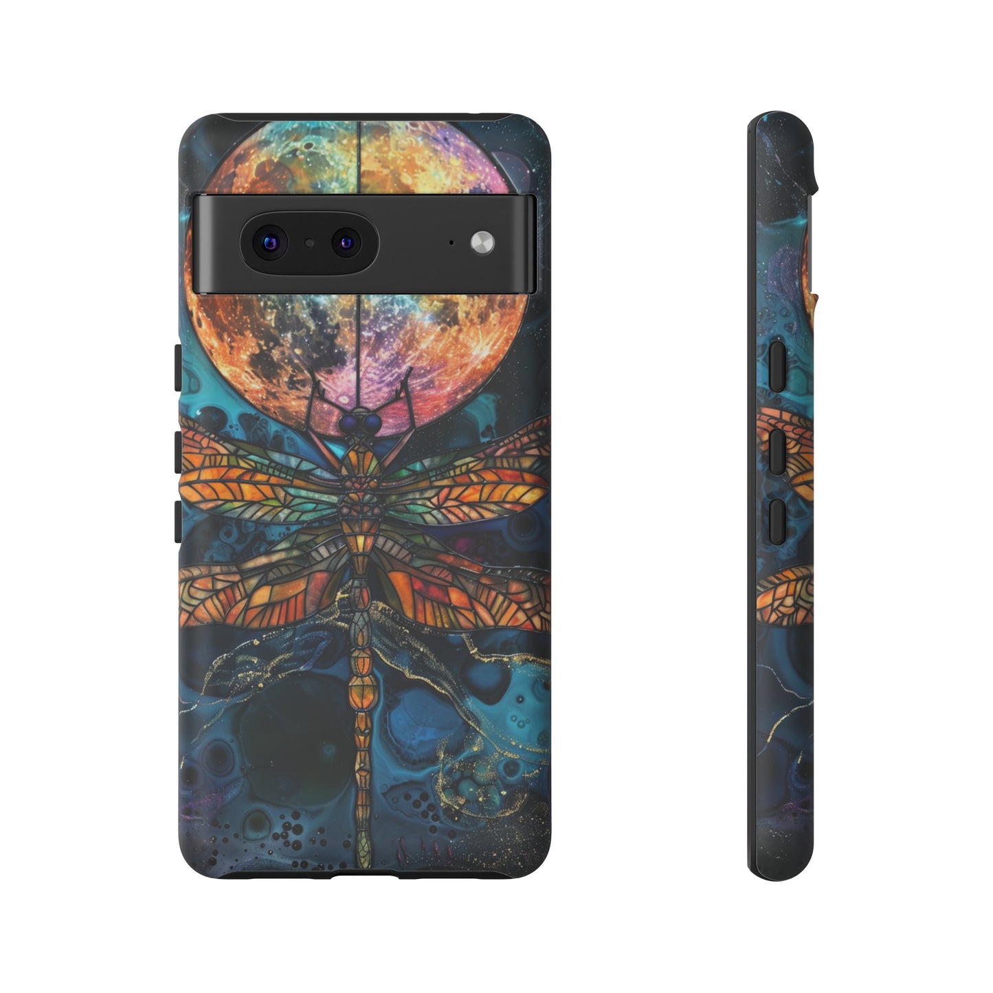 Full Moon Stained Glass Dragonfly Phone Cover