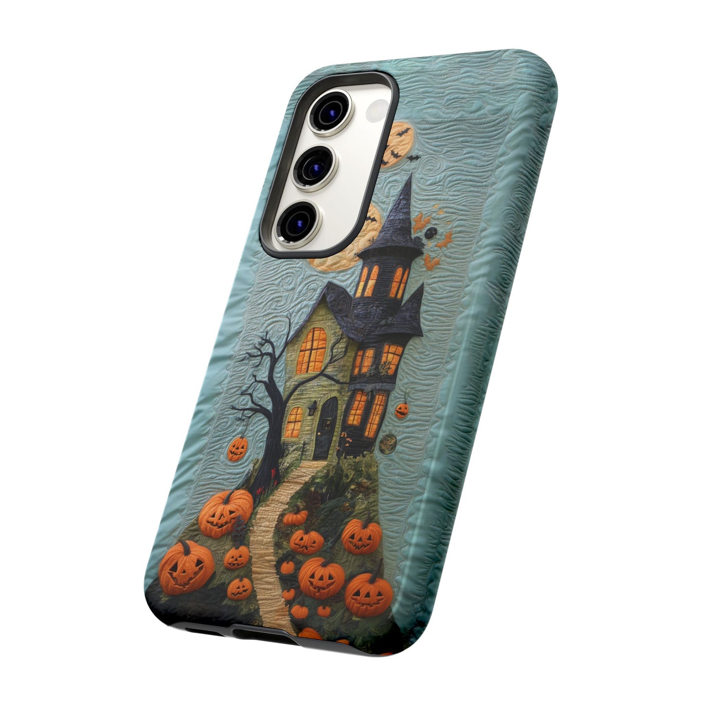 Halloween Haunted House Vintage Embroidery Style Phone Cover