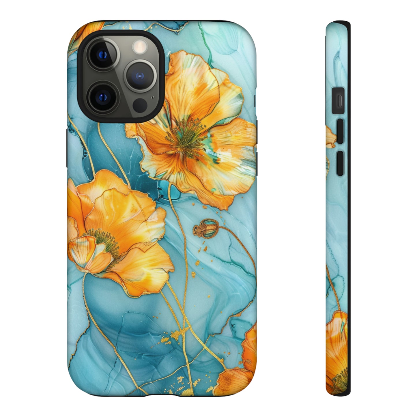 Gold Poppies Color Splash Floral Design Phone Case