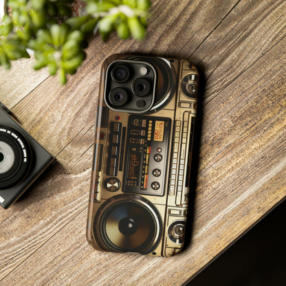 Urban Beats: Boombox Hip Hop Music Pixel Phone Case | Retro Rhythms for iPhone 15 Models