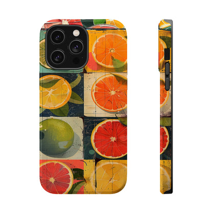 Italian Tile Citrus Fruit Abstract Floral Summer Style MagSafe Phone Case