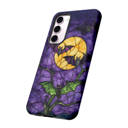 Full Moon Stained Glass Style Halloween Bats Phone Case