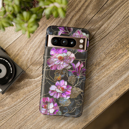 Magenta Color Floral Stained Glass Phone Case