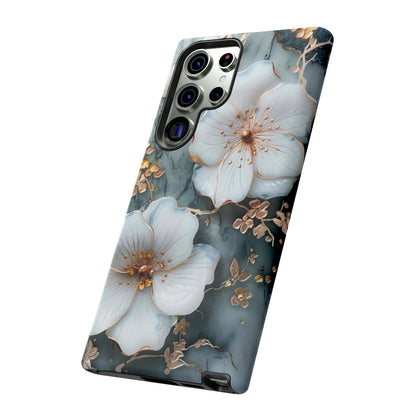 White Flower on Marble Stone  Phone Case