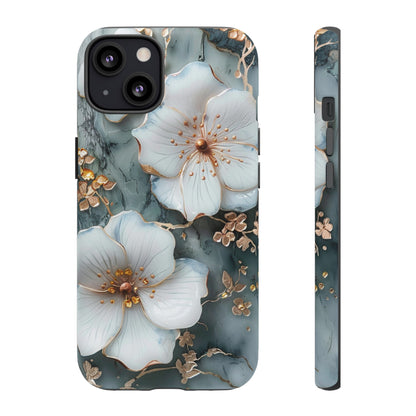 White Flower on Marble Stone  Phone Case