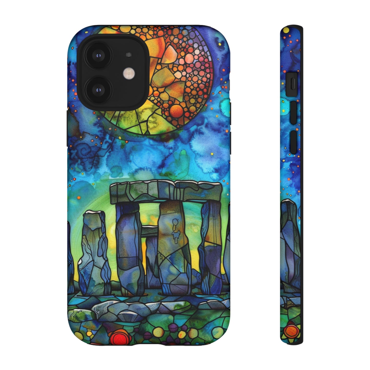 Stonehenge Neolithic Full Moon Stained Glass Watercolor Phone Cover