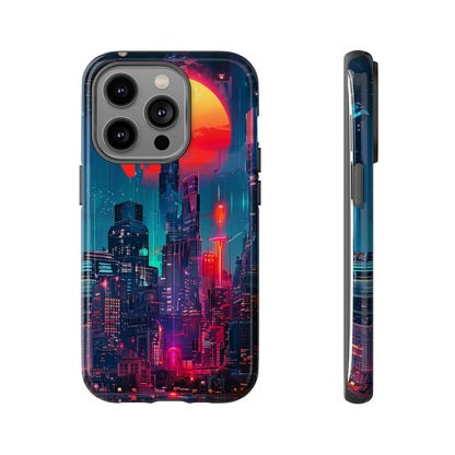 Cyberpunk Full Moon Cityscape Phone Case