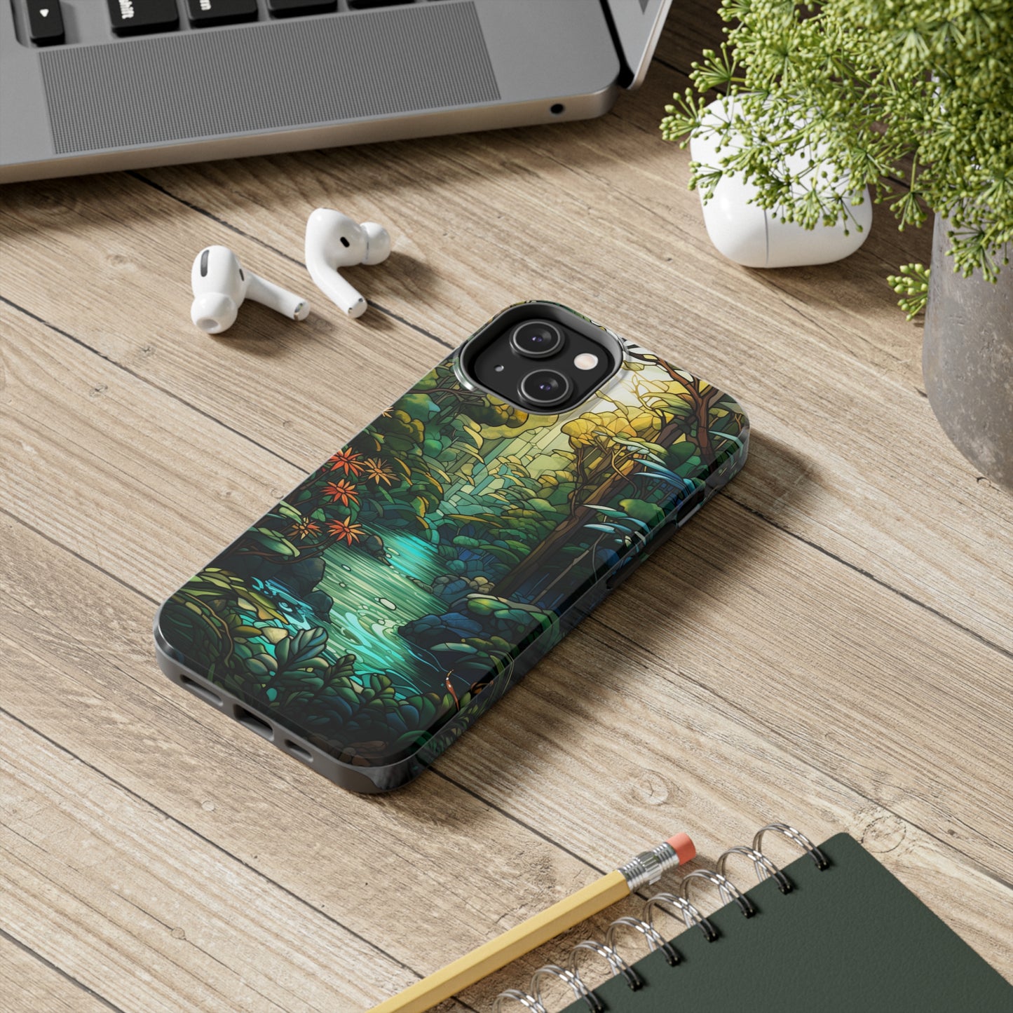 Stained Glass Phone Case Floral Aesthetic Art Nouveau Retro Samsung Galaxy Phone Tough Case iPhone 14 Plus 13 12 7 8 Se Hippie Boho