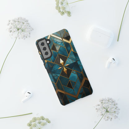 Gold and Blue Marble Mosaic Phone Case