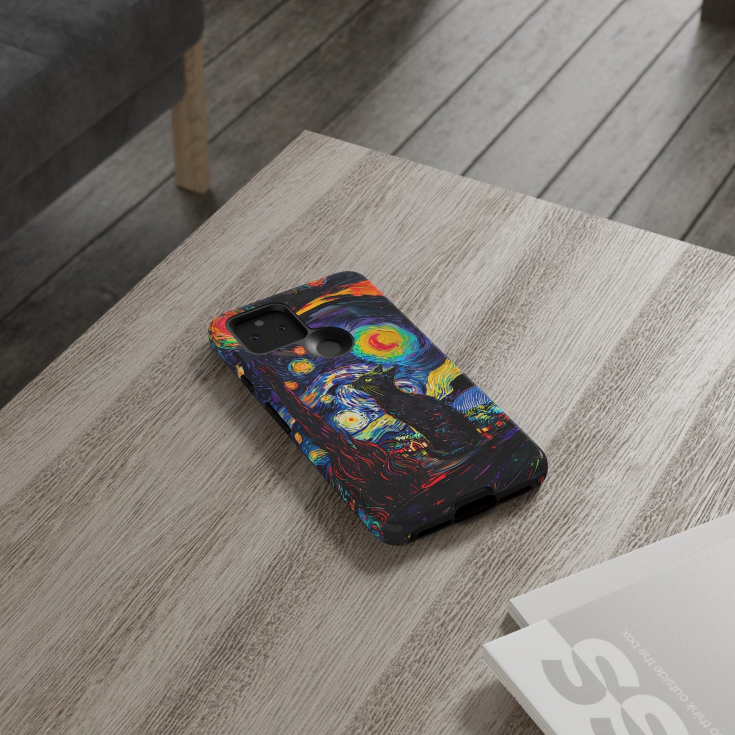 Starry Night Black Cat Van Gogh Painting Art Phone Case