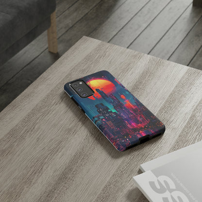 Cyberpunk Full Moon Cityscape Phone Case