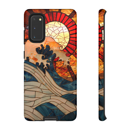 Japanese Rising Sun Phone Case Stained Glass Ocean Wave