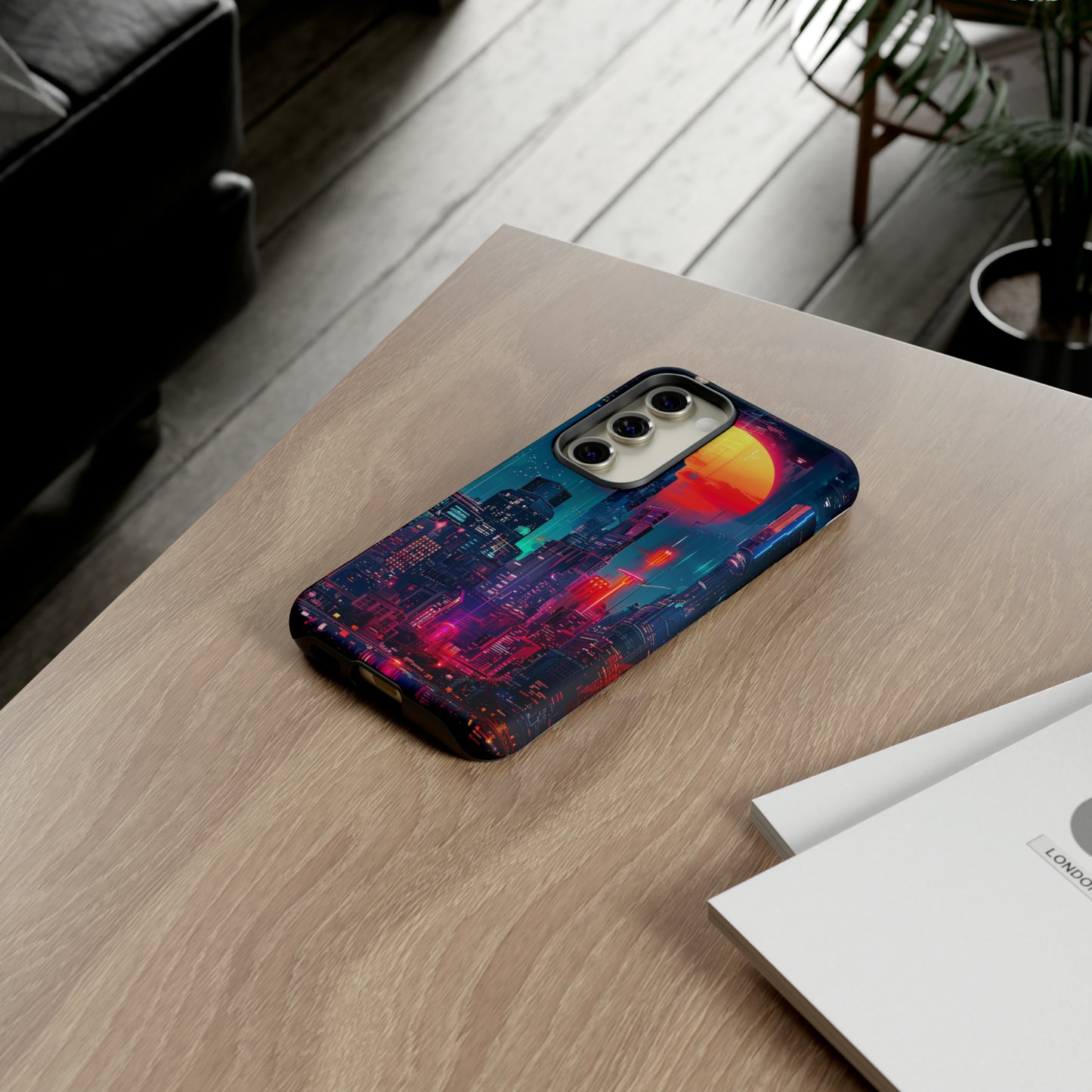 Cyberpunk Full Moon Cityscape Phone Case