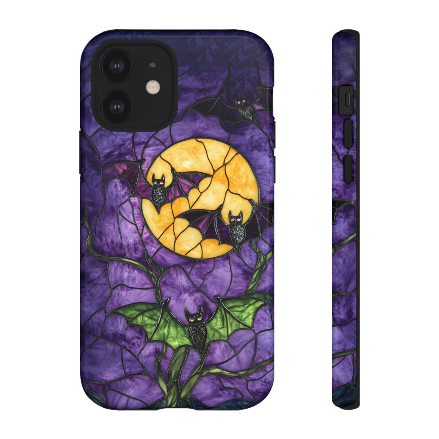 Full Moon Stained Glass Style Halloween Bats Phone Case