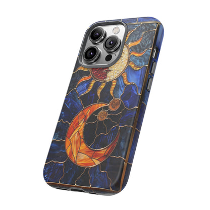 Celestial Stained Glass Moon and Stars iPhone 15 Case