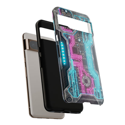 Rugged Tech Phone Case Cyber Circuit Armor Futuristic Neon Circuit Design Heavy Duty Protective Cyberpunk Phone Cover