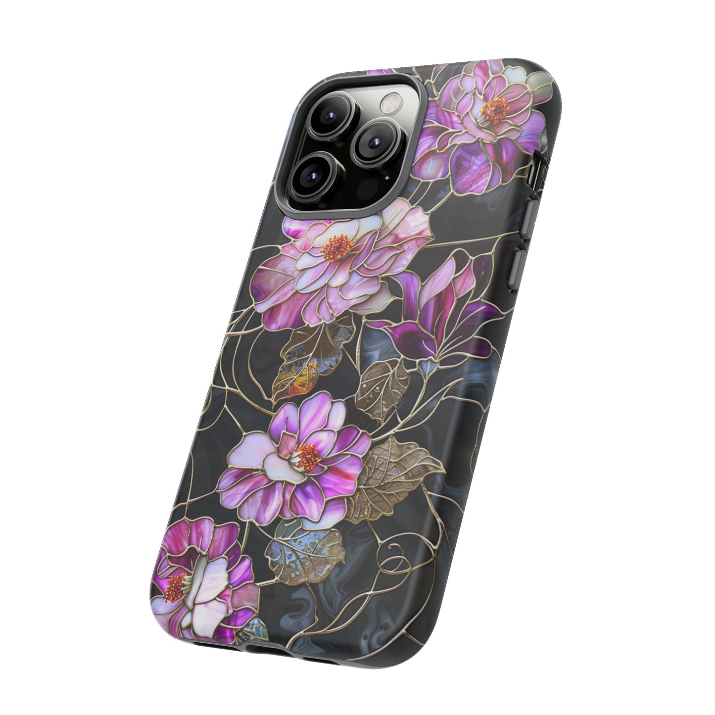 Magenta Color Floral Stained Glass Phone Case