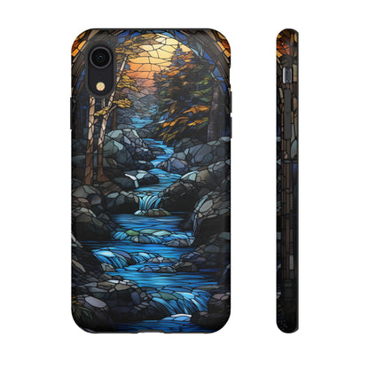 Stained Glass Stone Bridge and River Art Phone Case