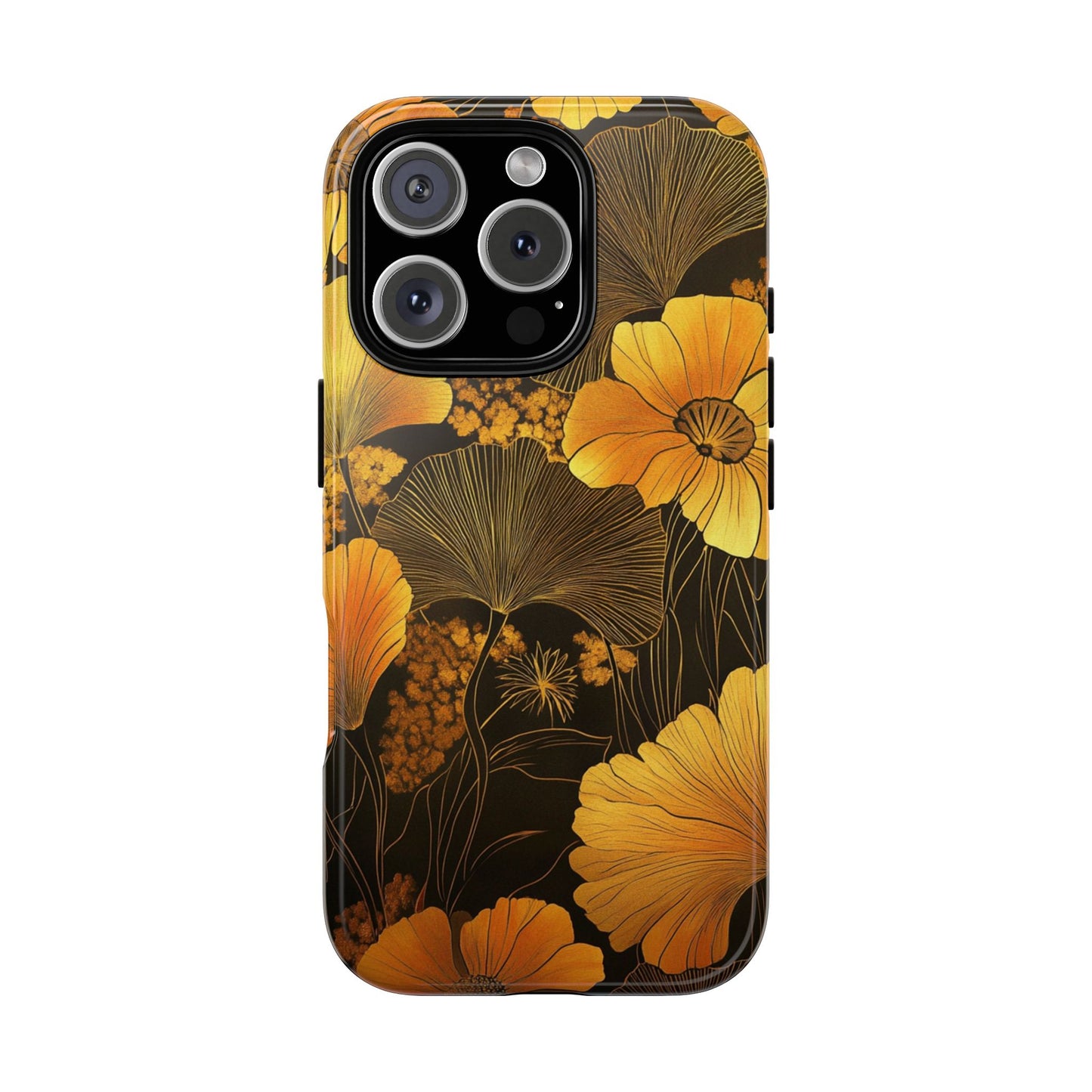 Gold Floral Art Deco White Marble Phone Case