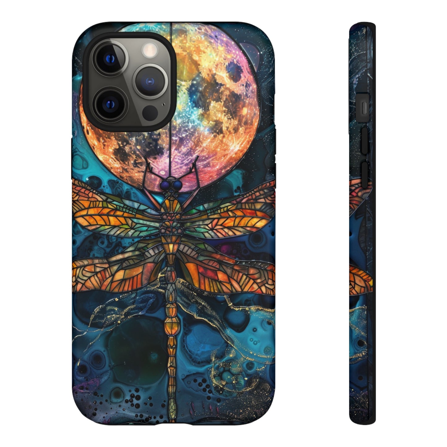 Full Moon Stained Glass Dragonfly Phone Cover