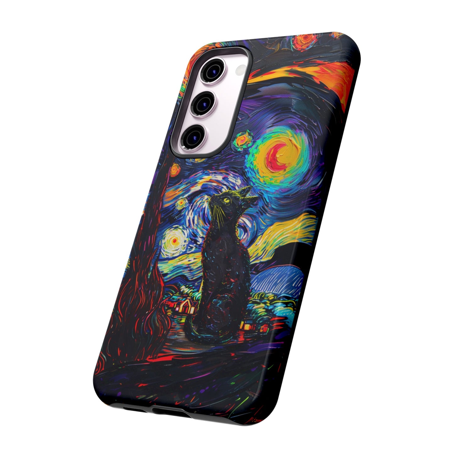 Starry Night Black Cat Van Gogh Painting Art Phone Case