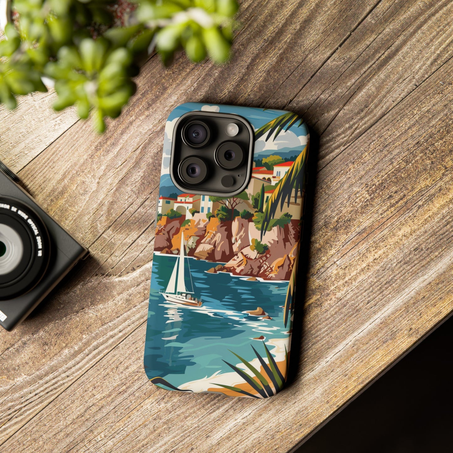 Midcentury French Riviera Sailboat Painting Phone Case