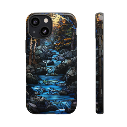 Stained Glass Stone Bridge and River Art Phone Case