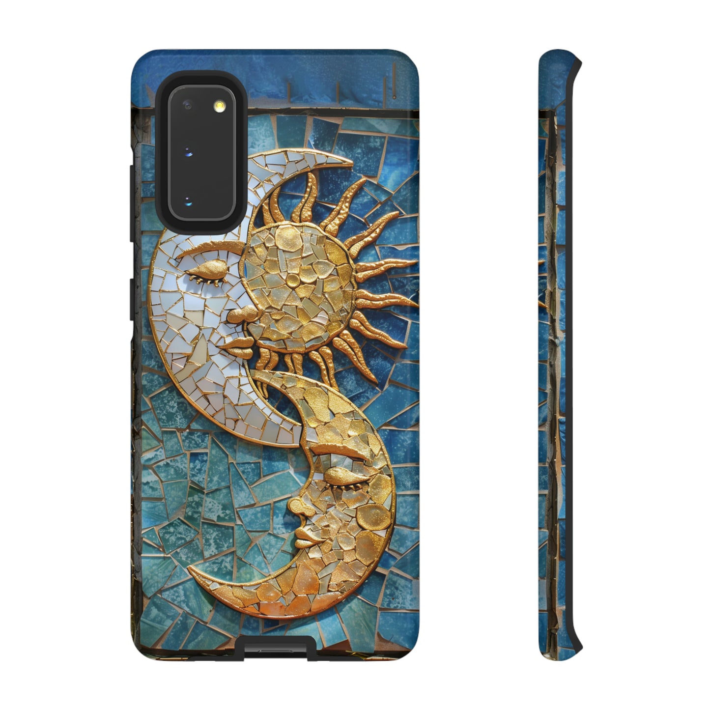 Boho Sun and Moon Mosaic Tile Stained Glass Phone Case