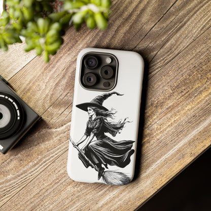 Vintage Halloween Witch on a Broom Spooky Phone Cover