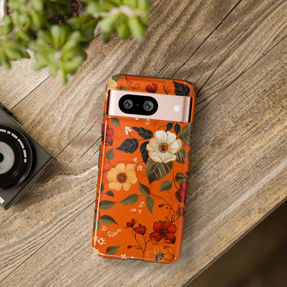 Orange Floral Phone Tough Case