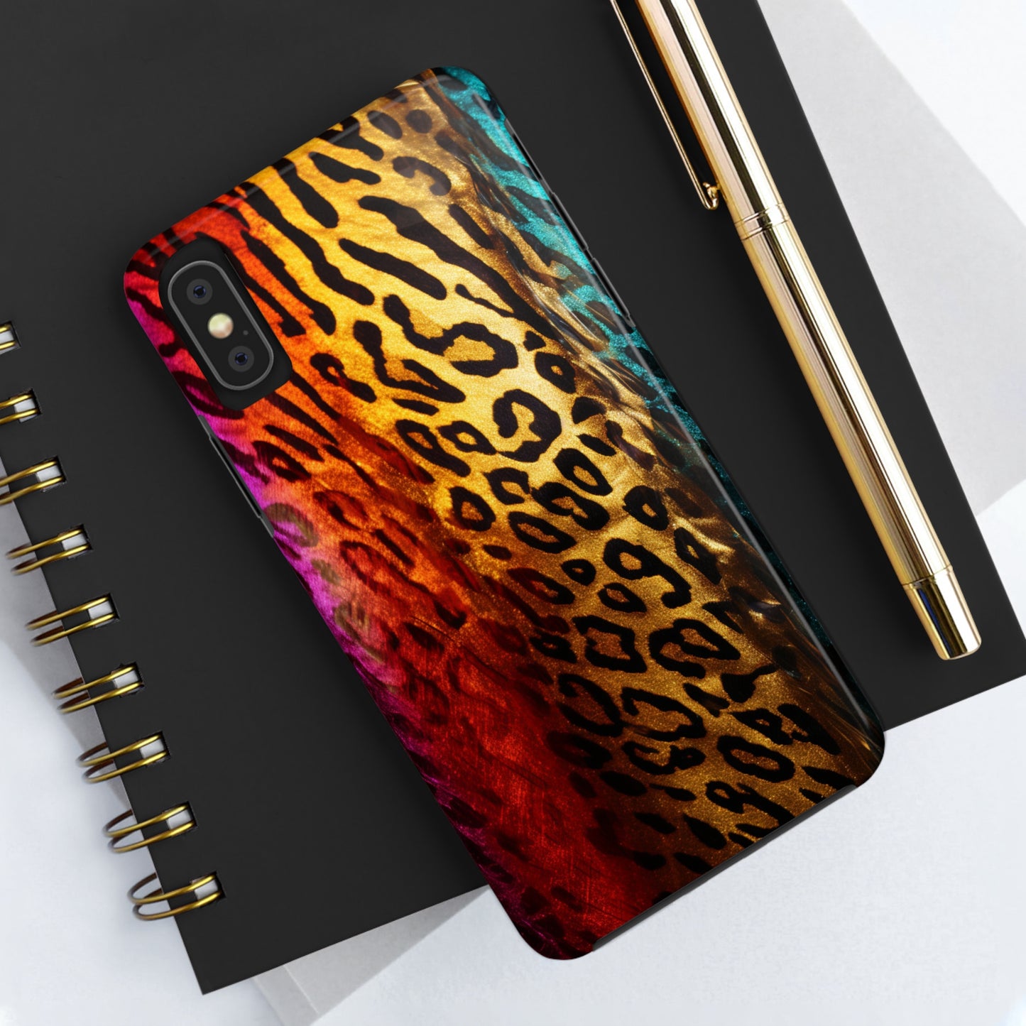 Kaleidoscopic Wild: Psychedelic Rainbow Leopard Print | Dazzling iPhone Case