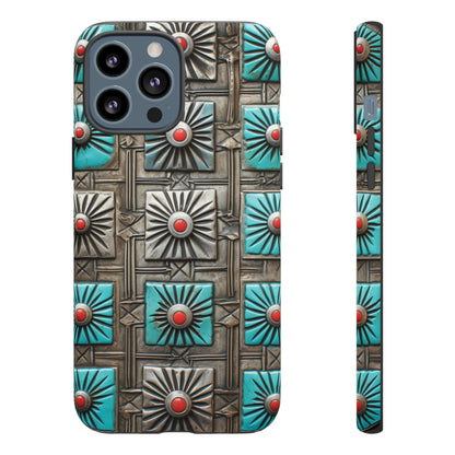 Vintage Navajo Native American Turquoise Concho Phone Case for iPhone 15, 14, 13, 12, 11 Pro Max, 14 Plus, iPhone XS Max, iPhone XR, iPhone 7, 8, 14, 15 Plus, SE