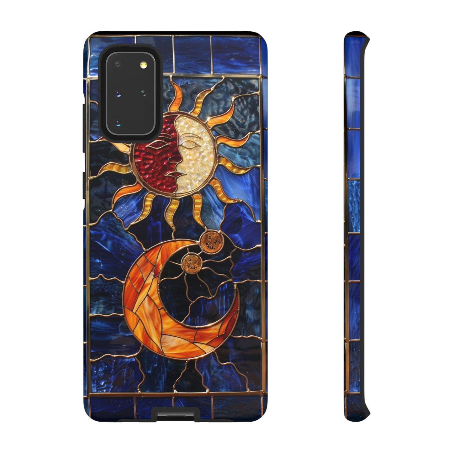 Celestial Stained Glass Moon and Stars iPhone 15 Case