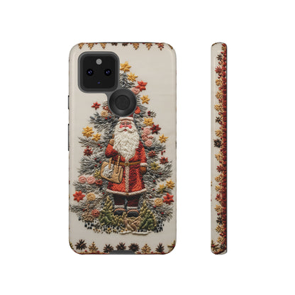 Vintage Embroidery Christmas Santa Phone Case