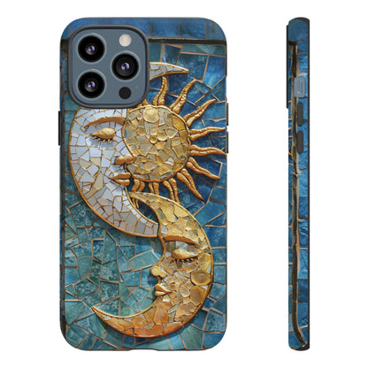 Boho Sun and Moon Mosaic Tile Stained Glass Phone Case