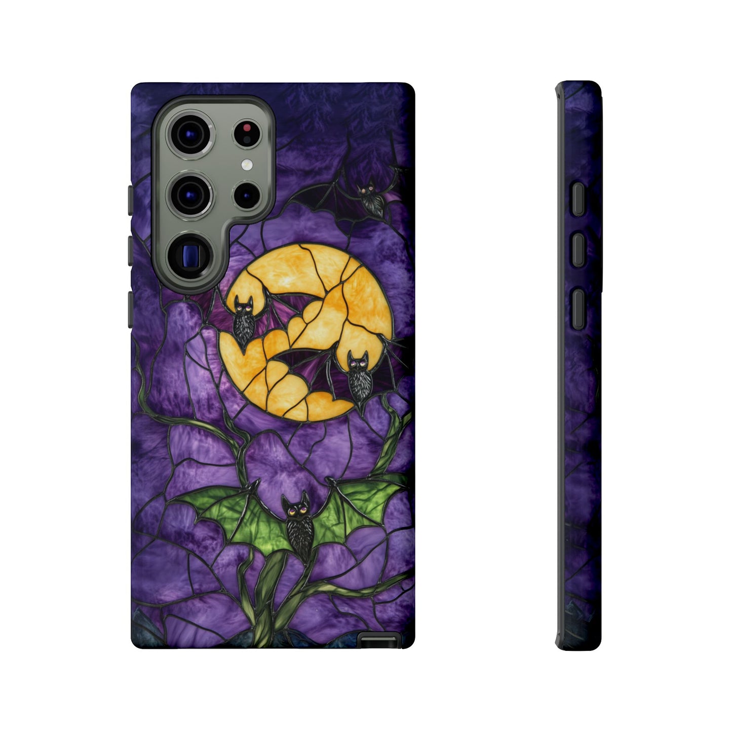 Full Moon Stained Glass Style Halloween Bats Phone Case