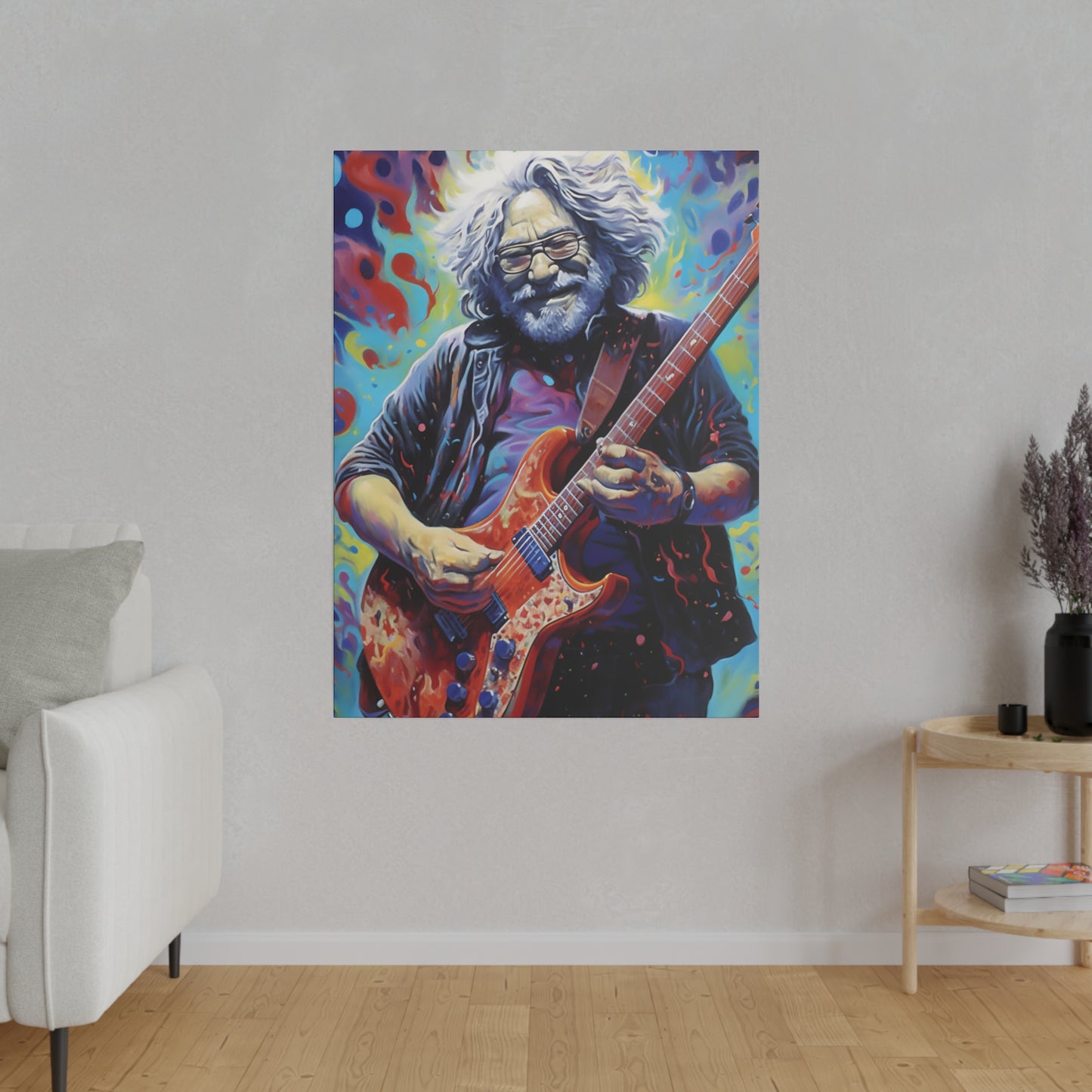 Jerry Garcia Rocking Guitar Pop Art  | Stretched Canvas Print